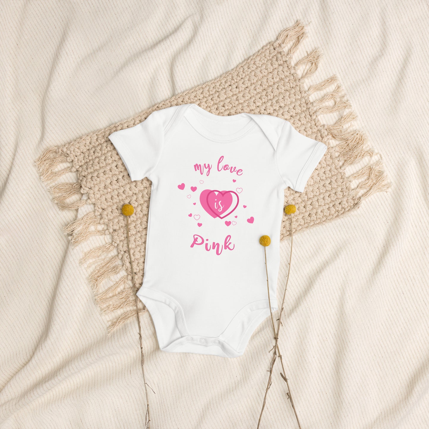 Babystrampler "My love is Pink"