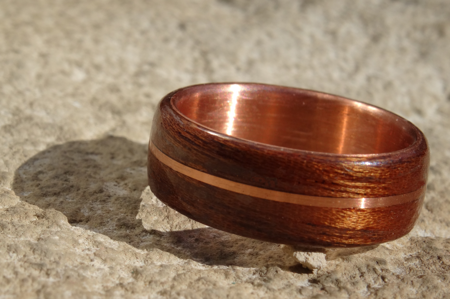 Ring Nussbaum - Bugholz, Kupfer Inlay